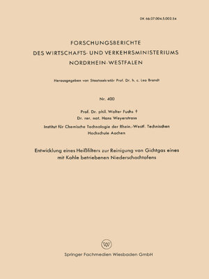 cover image of Entwicklung Eines Heißfilters zur Reinigung von Gichtgas eines mit Kohle betriebenen Niederschachtofens
